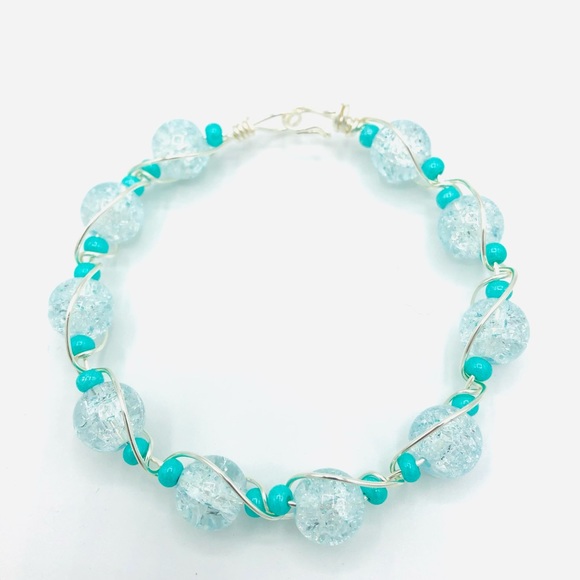 Hand Crafted Jewelry - Aqua Bangle Bracelet 7 1/2”